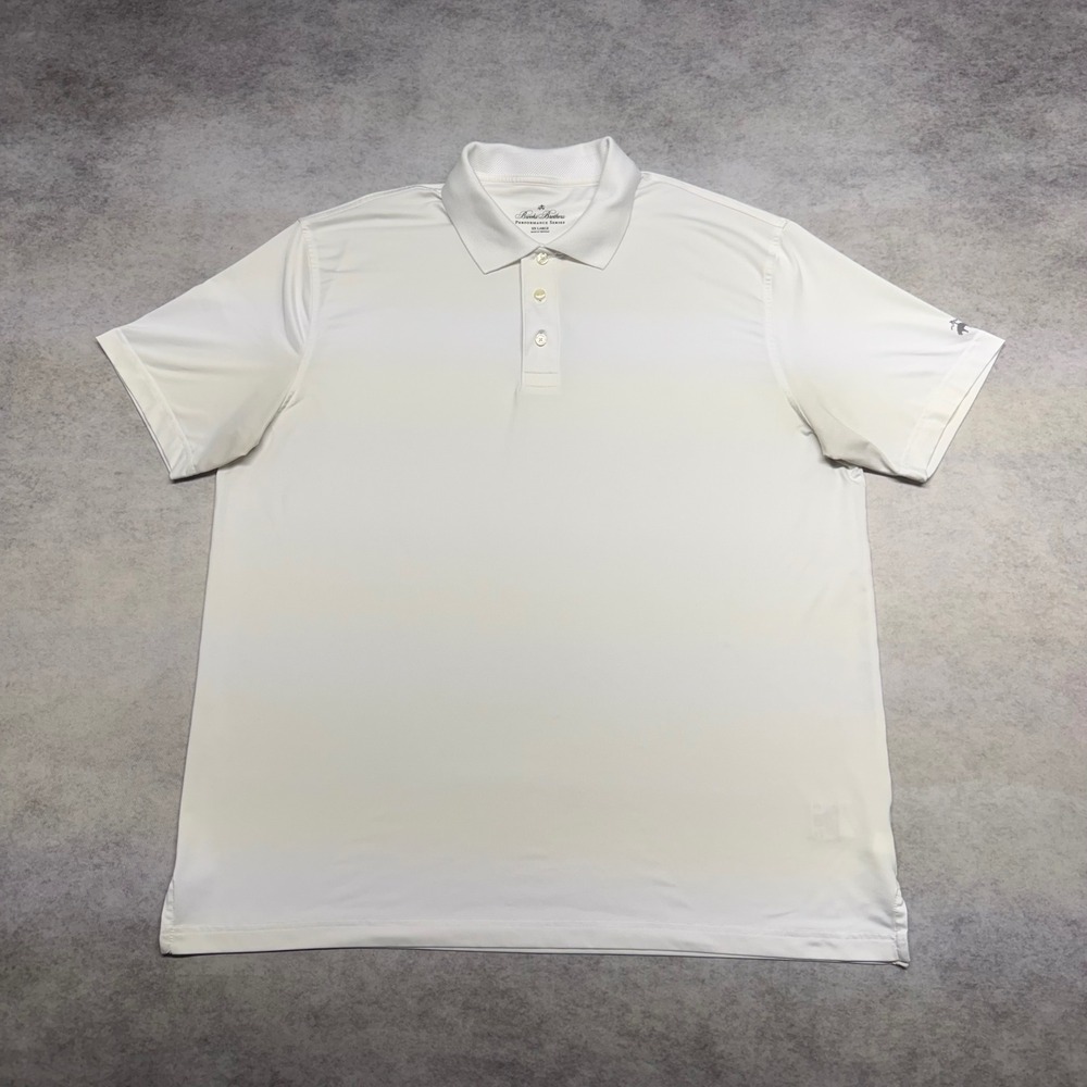 Brooks Brothers Performance Series White Polo Shirt Mens XXL Short Sleeve